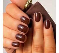 Wine Red Press-On Nails with Glossy Cherry Full Cover Manicure - 24pcs Short Square French Tip False Nails for Women, Extra Short Safe Stick On Autumn Cute Petite & Small False Square