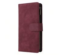 (wine red, Samsung A03S-166.00mm North American version) Suitable for Google 8 7A zipper card holder leather case with lanyard magnetic buckle mobile phone case Google 8 wallet case with photo f...