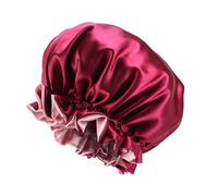 Wine Red Satin Elastic Bonnet Double Layered Silk Sleep Cap for Hair Care