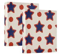Wine Red Stars Dot Beige 1 and A Half Inch School Supplies Binder Three-Ringing with Clipboard 1/2 Packs Assorted Binders Hardcover