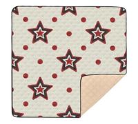Wine Red Stars Dot Beige Soft Padded Baby Care Play mat for Floor Comfortable foldablummy Time Mat for Baby Toddler Infant, 50'' x 50''alfombras con Musica para