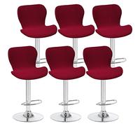 Wine Red Stretch Bar Stool Chair Covers 6 Pcs Slipcovers for Kitchen Swivel Stools Curved Short Back Protector for Counter Bar Office Pub and Hotel