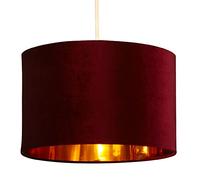 Wine Red Velvet & Gold Inner Modern Easy Fit Round Drum Pendant Shade | 30cm Diameter (12 Inch) | None Electric Shade | Ideal for Pendants & Table Lamps | Fits All Lampholder Types E14 E27 B15 B22