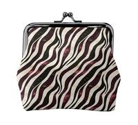 Wine Red Zebra Pattern Print Coin Purse for Women, Kiss-lock Change Purse Wallets, Small PU Leather Coin Purses