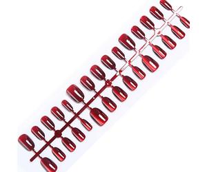 Wine Redness Fake Nails Christmas Winter Cats Eye Press On Almond/Short Square/Coffin False Glues On Acrylic Fake Nail