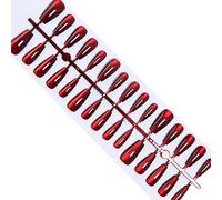 Wine Redness Fake Nails Christmas Winter Cats Eye Press On Nails Almond/Short Square/Coffin False Glues On Wine Reds False Nail