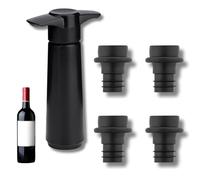 Wine Saver Pump with 4 Vacuum Stoppers - Reusable Wine Preserver to Keep Wine Fresh - Silicone Bottle Stoppers for Red & White Wine, Champagne, and Beer - Ideal for Home, Bar & Wine Lovers