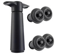 Wine Saver Vacuum Pump, 1 Pump 4 Stoppers, Wine Stopper & Preserver, Reusable Wine Stoppers Preserver to Keep Wine Fresh, Ideal Wine Accessories Gift, Kitchen Office Home Party (Black)