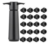 Wine Saver Vacuum Pump with 20 Stoppers, Wine Stoppers Wine Bottle Preserver Air Remover Keeps Wine Fresh Sealer Reusable for Red White Wine Lovers Gift Accessory (Flat Handle)