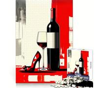 Wine, Shoe, And Glass Still Life Jigsaw Puzzles for Adults 1000 Piece Mental Exercise Mindful Leisure Snug Lock (50x75cm)