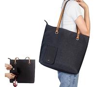 Wine Shopping Bag, Canvas Wine Purse with Hidden Dispenser, Insulated Large Wine Carrier Bag, Portable Wine Output Bag for Beach, Travel, Concert, Camping, Picnic, Black