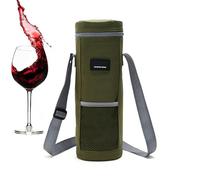 Wine Shopping Bag, Wine Cooler Bag - Portable Insulated Wine Drink Carrier with Handle, Wine Carrier, Thickened Foldable Camping Bag for Hiking, Camping, Work Lunch and Beach Trips, Army Green, see