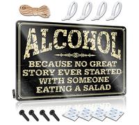 Wine Signs for Home Bar Because No Great Story Ever Started with Someone Eating A Salad Sign Patio Bar Accessories Vintage Alcohol Signs ( Size : 20X30CM )