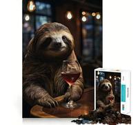 Wine Sloth Portrait 1000 Pieces Puzzles for Teenagers Mind Boost Fun High Accuracy Cutting Craft Calming Mental Break Activity (38x52cm)