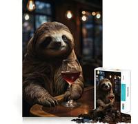 Wine Sloth Portrait Adult Jigsaw Puzzles1000 Pieces Brain Game Gift High Precision Die Cut Relaxing Indoor Group Activity (38x26cm)