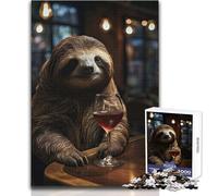 Wine Sloth Portrait Jigsaws 1000 Pieces for Teenagers Educational Play for Skill Growth for Special Moments Size 50x75cm