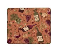 Wine Small Mouse Pad, Vintage Rustic Grapes Glass Fall Terracotta Square Rubber Smooth Aesthetic Mousepads Idea for Home Office Desk Laptop Gamers Gift Square 8x10 Inch