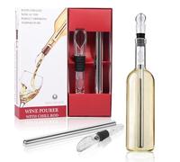 wine Stainless Steel Cooler Stick Set with Pourer, Easy to Use for Pro Bartenders and Wine Lovers - Gift Idea