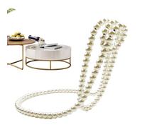 Wine Stand with Pearl Chains - Desk Decoration, Elegant Wine Holder | Unique Stand with Pearl Embellishment, Wine Rack for Home Decoration, Beautiful Wine Display for Writing Desk, White, 27 x 17 x 17