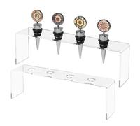 Wine Stopper Display Stand, Acrylic Shelf Organizer, Clear Tier Rack, 9.84x2.95x1.97 Inches 2 Piece with Anti Slip 4 Slots, for Desk, Kitchen, Bookshelf, Men’s Home Bar or Gift Display Use