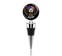 Wine Stopper Reusable Wine Bottle Stopper USA Flag Patriotic Eagle Decorative Metal Beverage Bottle Toppers for Champagne, Liquor & Oil Bottles Wedding Christmas Party Bar Decor