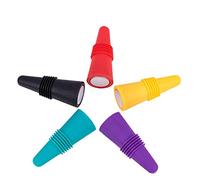 Wine Stopper Silicone,Bottle Stoppers Coloured 5 Pack Reusable Bottle Plugs with Screw for Preserving Beer Champagne Beverage Alcohol