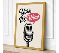 Wine Talk Vintage Mic Retro Canvas Wall Art Print 18x12 Inch (46 x 30 cm)