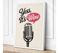 Wine Talk Vintage Mic Retro Canvas Wall Art Print 36x24 Inch (91 x 61 cm)