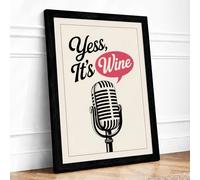 Wine Talk Vintage Mic Retro Framed Wall Art Print A1 Black