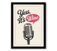 Wine Talk Vintage Mic Retro Framed Wall Art Print A2 (59.4×42cm) Black, Wall Decor for Living Room, Bedroom, Office & Home, Ready to Hang, Art Gift