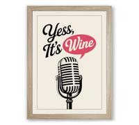 Wine Talk Vintage Mic Retro Framed Wall Art Print A2 (59.4×42cm) Oak, Wall Decor for Living Room, Bedroom, Office & Home, Ready to Hang, Art Gift