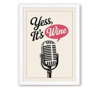 Wine Talk Vintage Mic Retro Framed Wall Art Print A3 (42×29.7cm) White, Wall Decor for Living Room, Bedroom, Office & Home, Ready to Hang, Art Gift