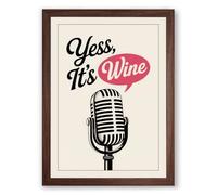 Wine Talk Vintage Mic Retro Framed Wall Art Print A4 (29.7×21cm) Walnut, Wall Decor for Living Room, Bedroom, Office & Home, Ready to Hang, Art Gift