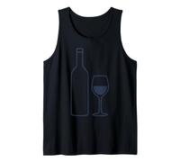 Wine Tasting Drinker Minimal Wine Bottle Glass Tank Top
