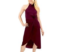 (WINE, TED 1) TED BAKER Womens Halter neck Midi Dress Evening Cocktail Elegant Party Ball Gown