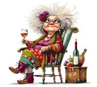 Wine Time Grandma DIY Paint By Numbers Kit on Canvas 35x35cm with Frame Canvas Oil Painting Number Painting for Adults Wall Home Decor