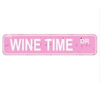 Wine Time Retro Metal Plaque Tin Sign Wine Lover Gift Welcome Bar Metal Signs Wall Art Decor Home Quality Road Street Signs Decor For Pub Restaurants Cafe Club Pink 16 X 4 Inch