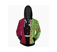 (Wine Tomioka Giyuu, L) Slayer Kimetsu Demon No Yaiba Hoodie Cosplay Sweatshirt Jacket Coat Hooded
