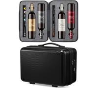 Wine Travel Suitcase for 4 Standard Wine Bottles - 360-degree All-around Protection Bottle Luggage for Airplane, Car, Outdoor Carrying - Impact Resist, Sturdy, Waterproof Wine Bottle Protector Case