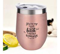 Wine Tumbler with Lid Stemless Wine Glasses You're My Favorite Bitch To Bitch About Bitches With Double Wall Vacuum Travel Mugs Stainless Steel Coffee Cup for Cold & Hot Drinks Wine Coffee Cocktails B
