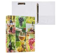 Wine Vineyard Collage 3 D-Ring Binder A4 1 Pack with 200 Sheet for Kids School Supplies Women Men Office