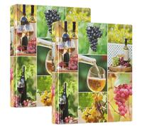 Wine Vineyard Collage 3 D-Ring Binder A4 2 Pack with 200 Sheet for Kids School Supplies Women Men Office
