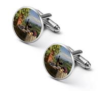 Wine Vineyard Landscape Men Cufflinks Metal Shirt Cuff Links