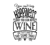Wine Wall Stickers Restaurant Pub Removable Vinyl Sticker You Can't Buy Happiness But You Can Buy Wine Decors Wall Decals Small - 27x42cm