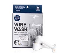 Wine Wash Dishwasher Attachment, Wine Glass Clip Kitchen Gadget for Cleaning Wine Glasses, Stemware Holder, BPA Free Silicone, Wine Accessories & Gifts for Wine Lover, White Set of 4