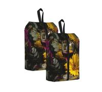 Wine with Yellow Sunflower Printed Travel Shoe Storage Bag Waterproof Jacquard Fabric is Lightweight, with Strong Handle and Central Zipper.