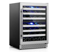 WINEBOSS 24 Inch Wine Refrigerator 46 Bottles Dual Zone Built in Under Counter Mini Freestanding Wine Cellars with Upgraded Compressor, Tempered Glass Door Lock,