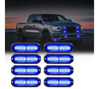 WINECO 8pcs 12 LED Surface Mount Strobe Lights , Firefighter Blue Grill Grille Emergency Warning Flashing Cop Lights Police Light Assemblies for Trucks Vehicles