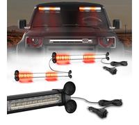 WINECO LED Traffic Light Bar Emergency Flashing Light Bar for Construction Vehicles Trucks with Digital Controller for Front and Rear Windshield, 2x17 inch, Red &