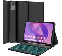 Wineecy Backlit Keyboard Case for Lenovo Idea Tab 11 Inch 2025 / M11 11 Inch 2024 with Pen Holder, Slim PU Stand Cover with UK Layout Magnetically Detachable Wireless Bluetooth Keyboard